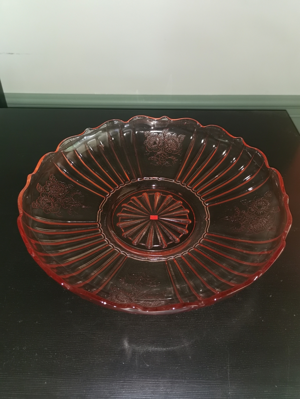 Anchor Hocking Vintage Mayfair Pink Depression Glass Large Low Flat Bowl 11 3/4"